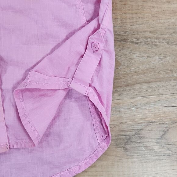 🐞Columbia Pink Camp Henry Buttoned Short Sleeve Top Medium - Picture 8 of 16